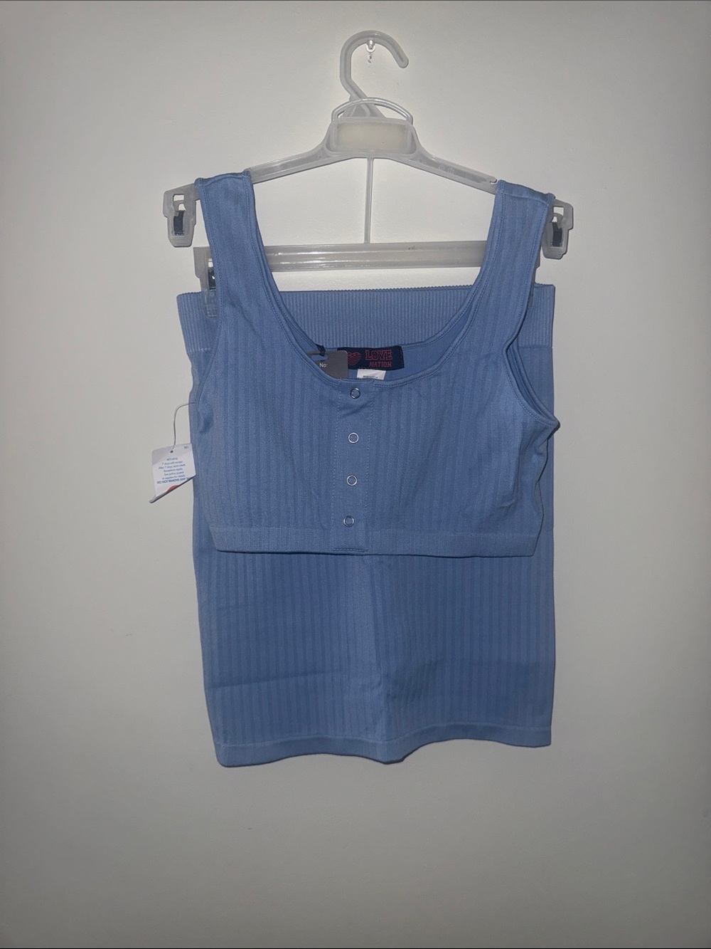 Love Nation Light Blue Ribbed Mini Skirt Set